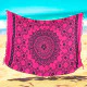 Pink Mandala Sarong with Fringe – Boho Beach Throw & Shawl