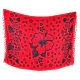 Röd sarong med svart hibiskusblommor – tropisk strandaccessoar