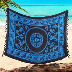 Blå sarong med elefantmönster