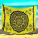Yellow fabric with mandala and frangipani