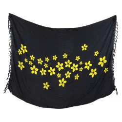 Black sarong with yellow frangipani flowers