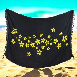 Black sarong with yellow frangipani flowers