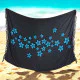 Black sarong with turquoise blue tropical flowers and fringe trim