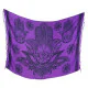 Purple sarong featuring black Hamsa hand symbols and fringe edges