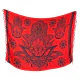 Red beach sarong with black Hamsa hand symbols and floral mandala art