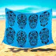 Turquoise Calavera sarong with black skulls