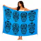 Blue Calavera sarong with black skulls