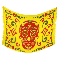 Yellow Calavera Sarong with Red Skull