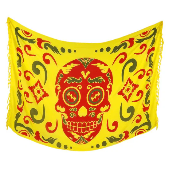 Yellow Calavera Sarong with Red Skull