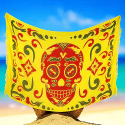 Yellow Calavera Sarong with Red Skull