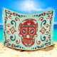 Light Green Calavera Sarong with Red Skull Motif