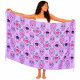 Ljuslila Calavera-sarong med rosa och marinblå motiv