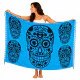 Blue Calavera sarong with large black motifs