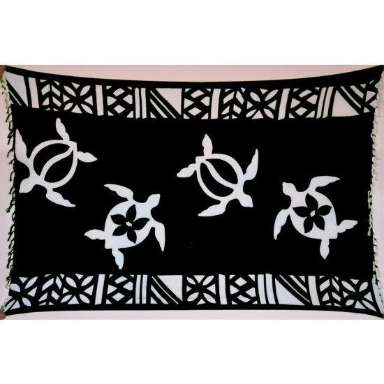 Sarong with turtles print in black and white color for the beach and pool