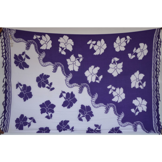 Sarong - Hibiscus Two color - Purple & White