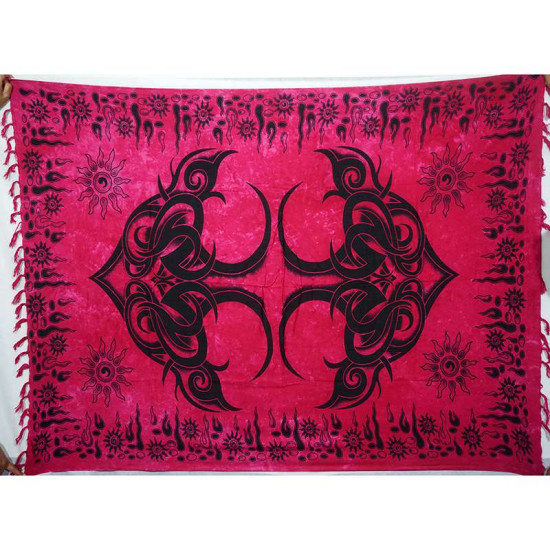 Big sarong with tribal design in dark pink color