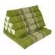 Triangelkudde / trekantskudde med en liggdel i färgen grön och vit