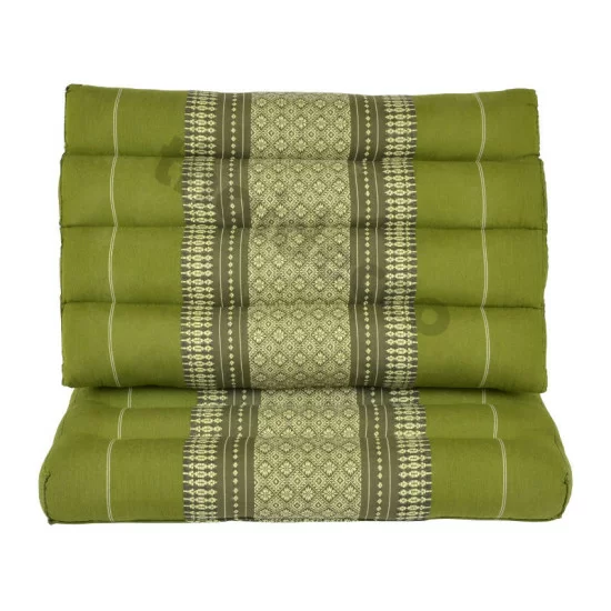 Triangelkudde / trekantskudde med en liggdel i färgen grön och vit