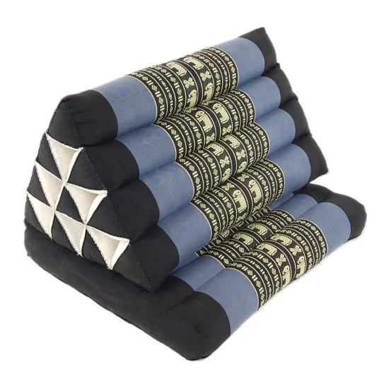 Triangle pillow with one fold out  - Black & Blue