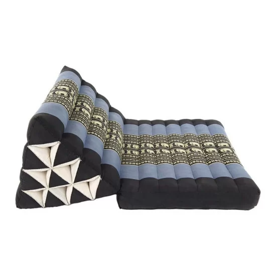 Triangle pillow with one fold out  - Black & Blue