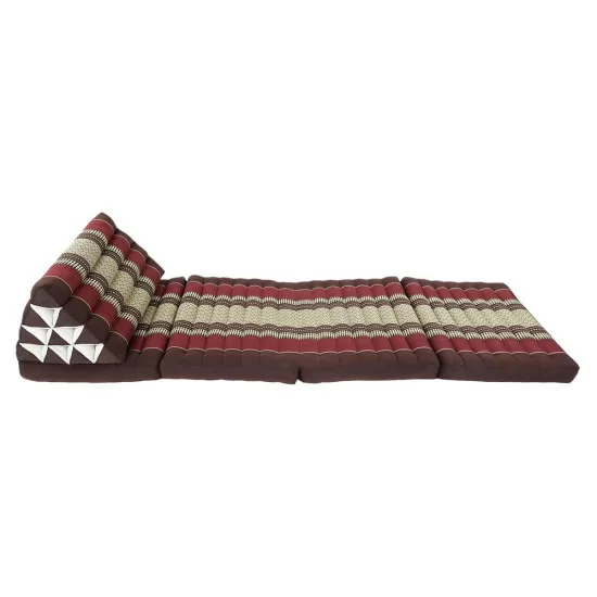 Thai pillow with four fold out mattresses in brown and red color