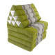 Thai pillow with four fold out mattresses in green and white color