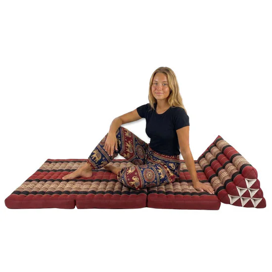 Thai pillow Jumbo XXL with three fold out mattresses - Black & Blue Elephant pattern
