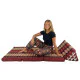 Thai pillow Jumbo XXL with three fold out mattresses - Black & Blue Elephant pattern