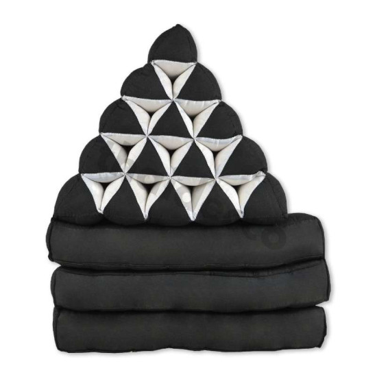 Thai pillow XL with three fold out mattresses - Black/Red