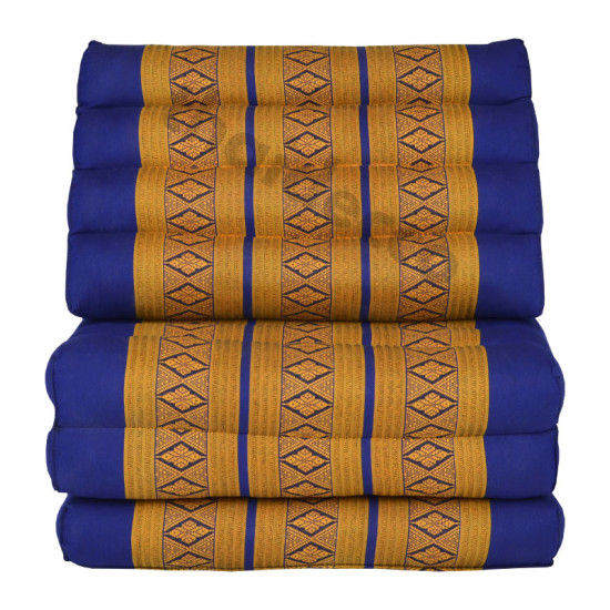 Thai pillow and floor pillow with three fold outs in blue and gold color