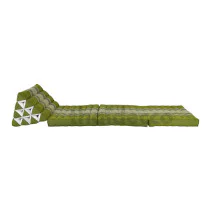 Thai pillow and floor pillow with three fold outs in green and white color