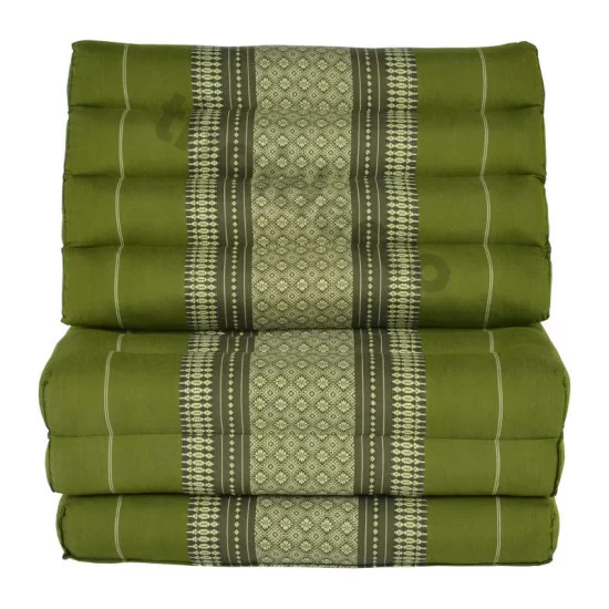 Thai pillow and floor pillow with three fold outs in green and white color