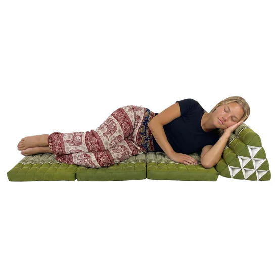 Thai pillow and floor pillow with three fold outs in red and black color