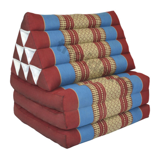 Thai pillow and floor pillow with three fold outs in red and blue color