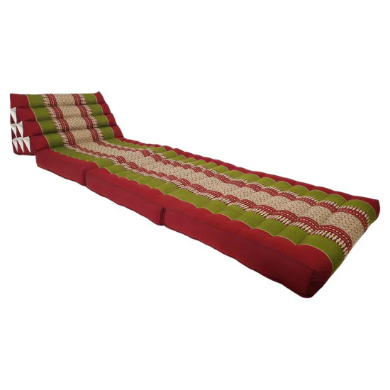 Thai pillow and floor pillow with three fold outs in red and green color