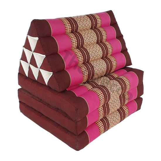 Thai pillow and floor pillow with three fold outs in red and pink color