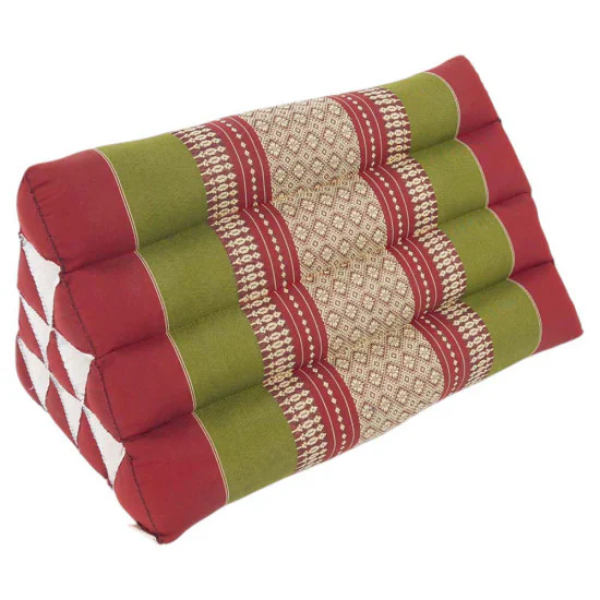 Pyramid pillow red & green with kapok from Thailand
