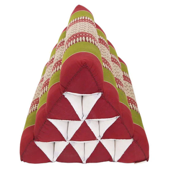 Pyramid pillow red & green with kapok from Thailand