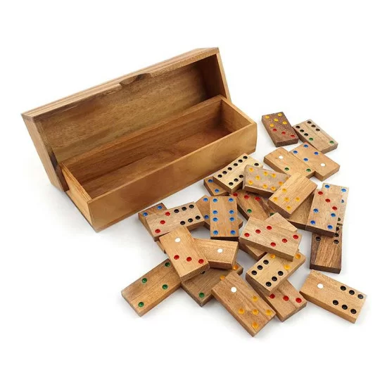 Träspel Domino 6x6 punkter med 28 st. träbrickor och förvaringsbox