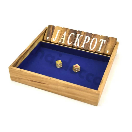 Shut The Box Jumbo dice game with blue playing surface