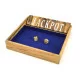 Wooden game Shut The Box Large with dice and blue playing surface