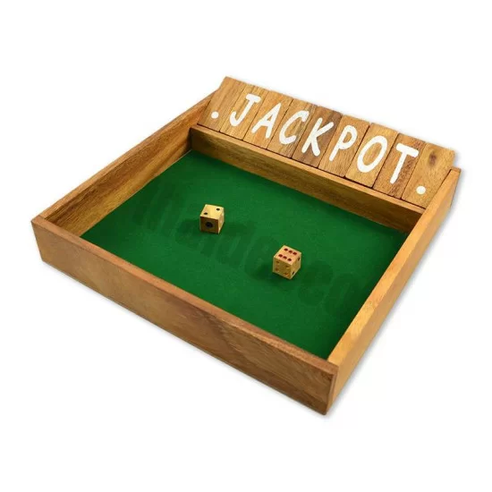 Wooden game Shut The Box Large with dice and green playing surface
