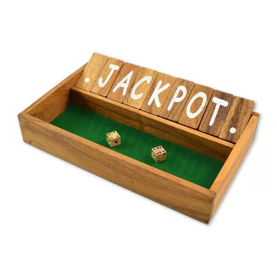 Wooden game Shut The Box with green playing surface