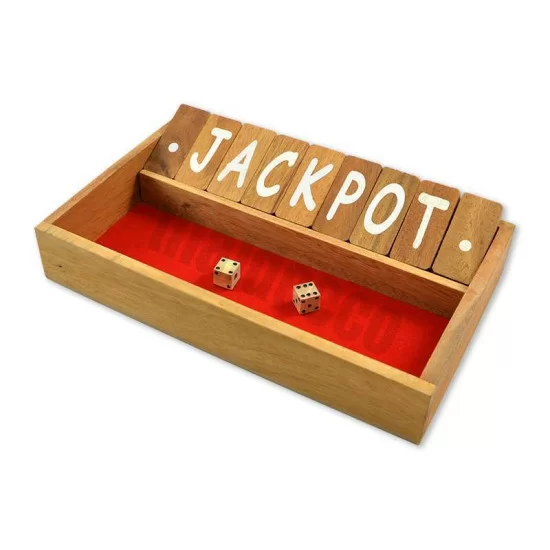Träspel Shut The Box med röd spelyta